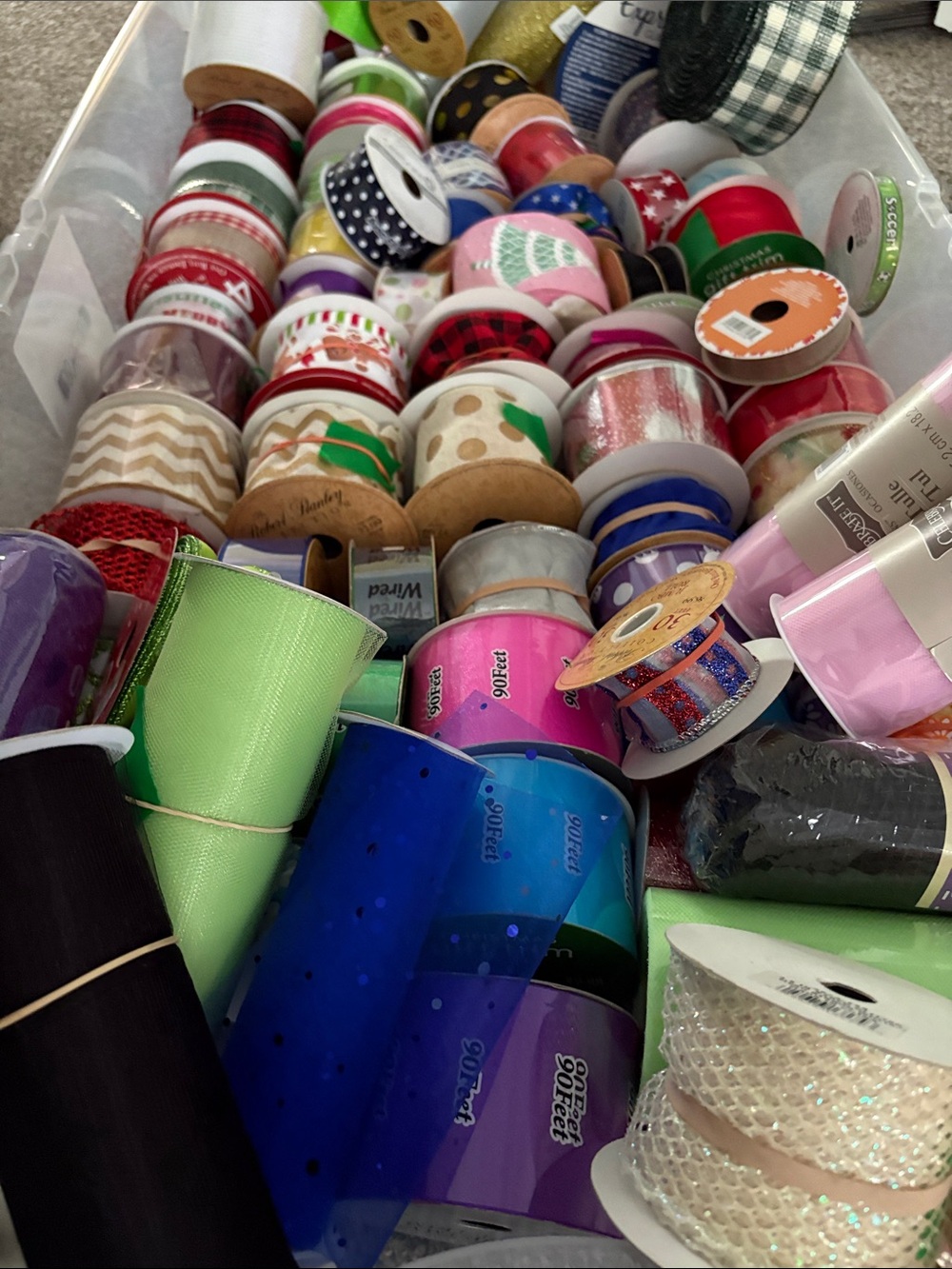 Assorted Decorative Ribbon Spools - Multicolor Craft Ribbon